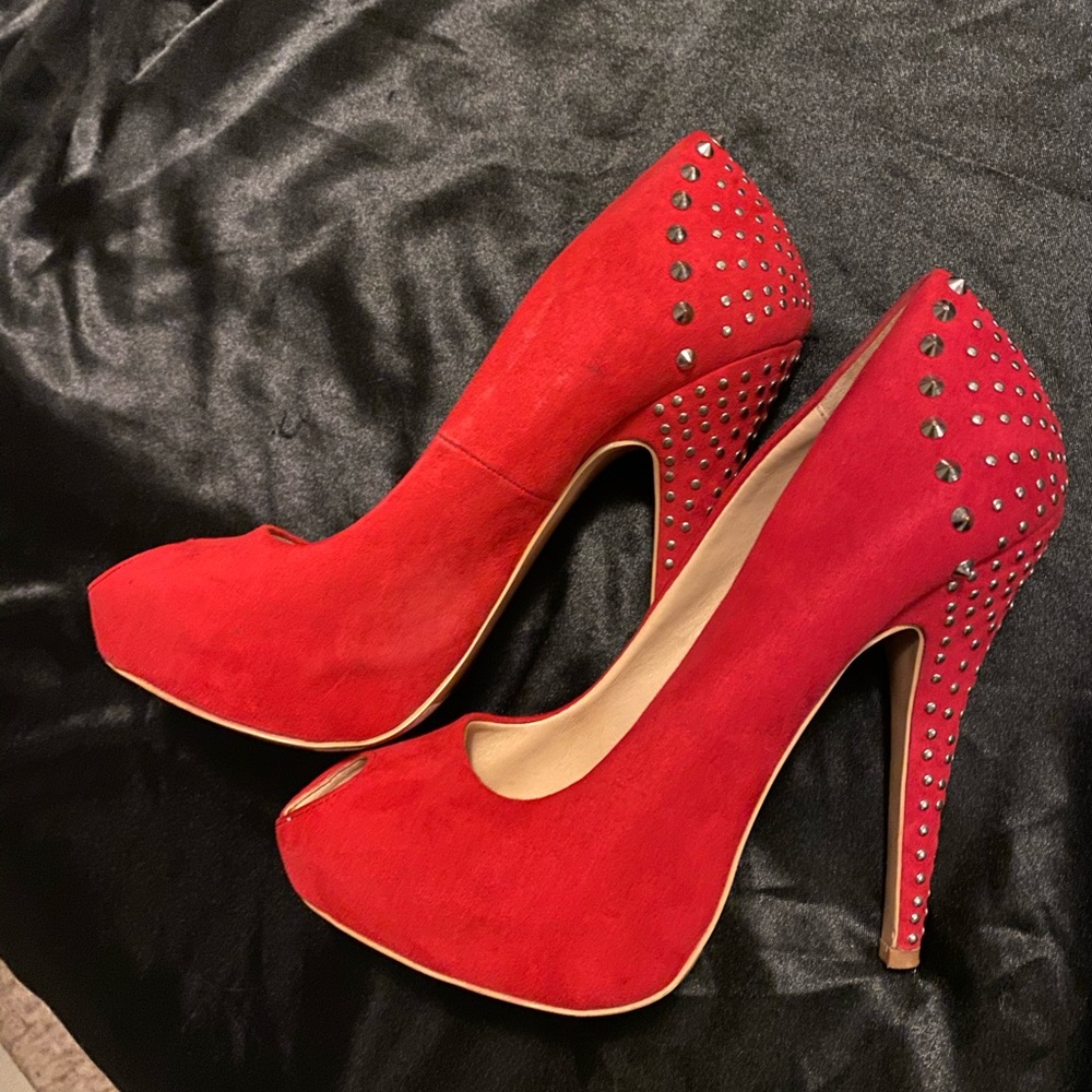 red studded heels
